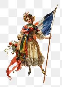 A Bastille Day woman painting scarf art.