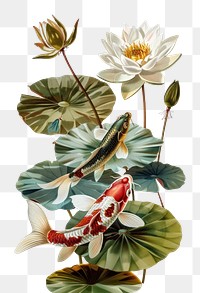 White lotus fish lily koi