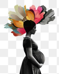 Paper collage pregnant shape flower photo art