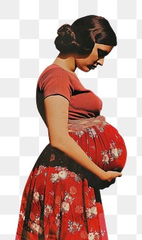 Woman pregnant shape collage cutouts recreation clothing apparel.