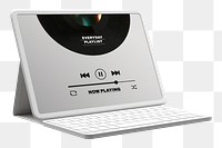 PNG White tablet with keyboard case, transparent background