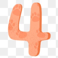 Number 4 png in orange, transparent background