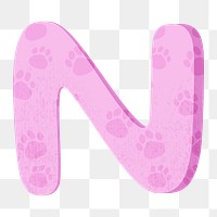 Letter N png in pink alphabet, transparent background