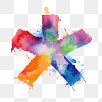 Asterisk png splashed watercolor sign, transparent background