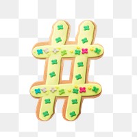 Hashtag png cookie art alphabet, transparent background
