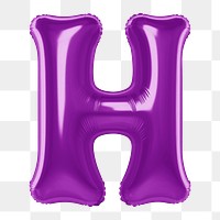 Letter H png 3D purple balloon alphabet, transparent background