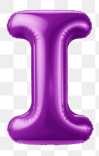 Letter I png 3D purple balloon alphabet, transparent background