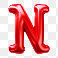 Letter N png 3D red balloon alphabet, transparent background