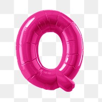 Letter Q png 3D pink balloon alphabet, transparent background