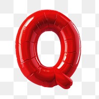 Letter Q png 3D red balloon alphabet, transparent background