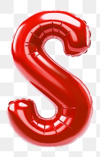 Letter S png 3D red balloon alphabet, transparent background