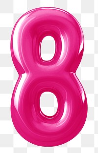 Number eight png pink  3D balloon, transparent background