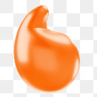 Apostrophe png 3D orange balloon symbol, transparent background