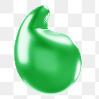 Apostrophe png 3D green balloon symbol, transparent background