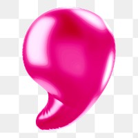 Apostrophe png 3D pink balloon symbol, transparent background