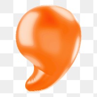 Apostrophe png 3D orange balloon symbol, transparent background