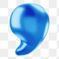 Apostrophe png 3D blue balloon symbol, transparent background