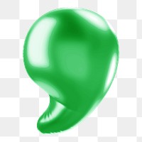 Apostrophe png 3D green balloon symbol, transparent background