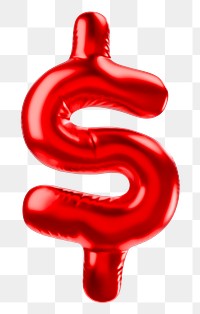 Dollar sign png 3D red balloon symbol, transparent background