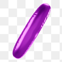 Slash png 3D purple balloon symbol, transparent background