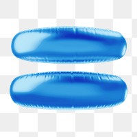 Equal to png 3D blue balloon symbol, transparent background