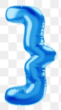 Curly bracket png 3D blue balloon symbol, transparent background