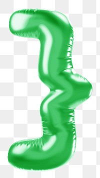Curly bracket png 3D green balloon symbol, transparent background