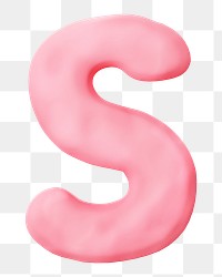 Letter S png pink clay alphabet, transparent background