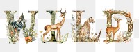 Wild png botanical art alphabet, transparent background