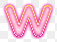 Letter W png pink neon design, transparent background