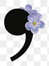 Floral comma png digital art illustration, transparent background