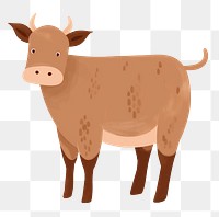 Brown cow png farm animal digital art, transparent background