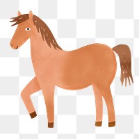 Brown horse png farm animal digital art, transparent background