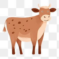 Brown cow png farm animal digital art, transparent background
