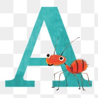 Letter A  png animal character alphabet, transparent background