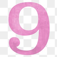 Number 9 png pink, transparent background