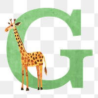 Letter G  png animal character alphabet, transparent background