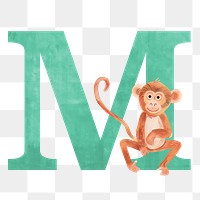 Letter M  png animal character alphabet, transparent background
