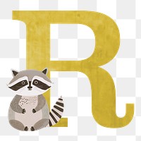 Letter R  png animal character alphabet, transparent background