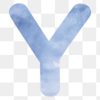 Letter Y png blue watercolor alphabet, transparent background