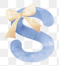 Letter S png blue watercolor alphabet, transparent background