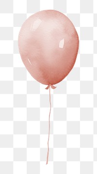 Red balloon png watercolor object, transparent background