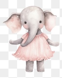 PNG happy elephant, watercolor animal character, transparent background