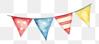 Party bunting png watercolor object, transparent background
