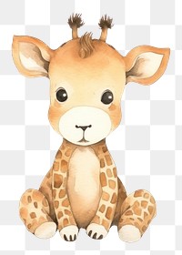 PNG giraffe, watercolor animal character, transparent background