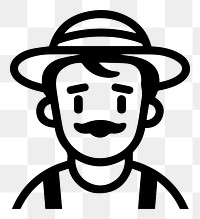 Farmer png character line art, transparent background