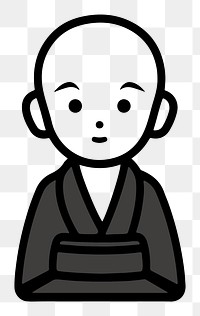 Monk png character line art, transparent background