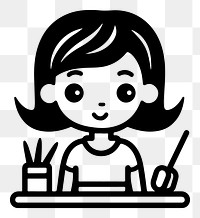 Creative woman png character line art, transparent background
