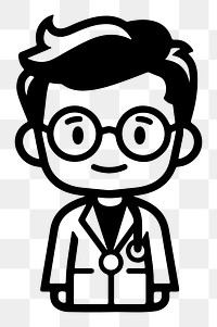 Doctor png character line art, transparent background