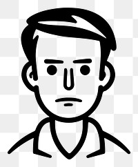 Grumpy man png character line art, transparent background